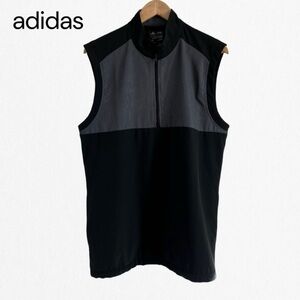 ADIDAS MENS ELEVATED 1/4-ZIP PULLOVER Black & Grey VEST Small